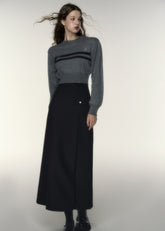 Black Pleated Suit Skirt
